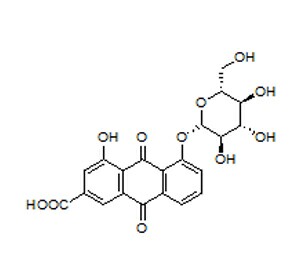 5-beta-D-Glucopyranosyloxy-9,10-dihydro-4-hydroxy-9,10-dioxo-2-anthroic acid calcium salt