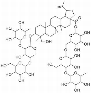 3-O-B-D-葡萄糖( 1→4)-[ A -L-鼠李糖(1→2)]- A-L-阿拉伯糖 23-羟基羽扇豆20(29)-烯-28–酸- 28-O-鼠李糖(1→4)葡萄糖(1→6)葡萄糖苷