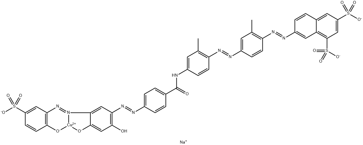 Cuprate(3-), [7-[[4-[[4-[[4-[[2,4-dihydroxy- 5-[(2-hydroxy-5-sulfophenyl)azo]phenyl]azo]benzoyl ]amino]-2-methylphenyl]azo]-2-methylphenyl]az o]-1,3-naphthalenedisulfonato(5-)]-, trisodium