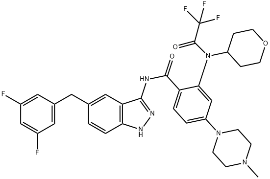 Benzamide, N-[5-[(3,5-difluorophenyl)methyl]-1H-indazol-3-yl]-4-(4-methyl-1-piperazinyl)-2-[(tetrahydro-2H-pyran-4-yl)(2,2,2-trifluoroacetyl)amino]-