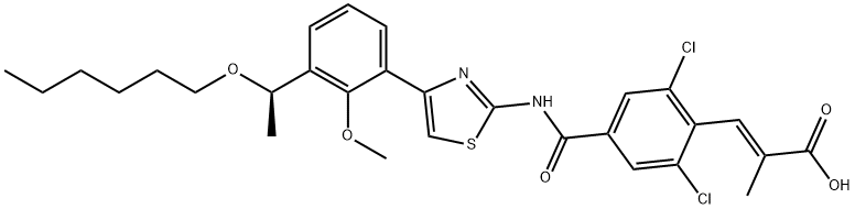 (R)-(E)-3-(2,6-dichloro-4-{4-[2-methyloxy-3-(1-hexyloxyethyl)phenyl]thiazol-2-ylcarbamoyl}phenyl)-2-methylacrylic acid