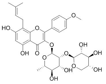 4H-1-Benzopyran-4-one,3-[(6-deoxy-2-O-b-D-xylopyranosyl-a-L-mannopyranosyl)oxy]-5,7-dihydroxy-2-(4-methoxyphenyl)-8-(3-methyl-2-buten-1-yl)-