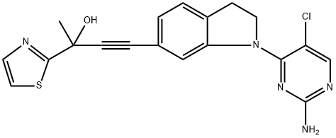 4-(1-(2-amino-5-chloropyrimidin-4-yl)indolin-6-yl)-2-(thiazol-2-yl)but-3-yn-2-ol