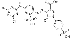 4-[[4-[(4,6-Dichloro-1,3,5-triazin-2-yl)amino]-2-sulphophenyl]azo]-4,5-dihydro-5-oxo-1-(4-sulphophenyl)-1H-pyrazole-3-carboxylic acid