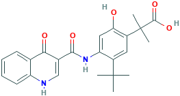 2-(5-(叔丁基)-2-羟基-4-(4-氧代-1,4-二氢喹啉-3-甲酰胺基)苯基)-2-甲基丙酸