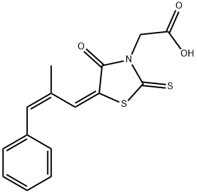 3-Thiazolidineacetic acid, 5-[(2Z)-2-methyl-3-phenyl-2-propen-1-ylidene]-4-oxo-2-thioxo-, (5E)-