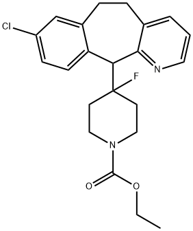 1-Piperidinecarboxylic acid, 4-(8-chloro-6,11-dihydro-5H-benzo[5,6]cyclohepta[1,2-b]pyridin-11-yl)-4-fluoro-, ethyl ester