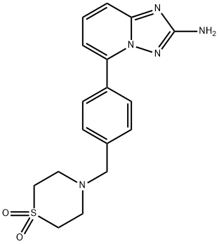 5-[4-[(1,1-dioxo-1,4-thiazinan-4-yl)methyl]phenyl]-[1,2,4]triazolo[1,5-a]pyridin-2-amine