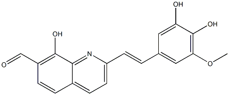 7-Quinolinecarboxaldehyde, 2-[2-(3,4-dihydroxy-5-methoxyphenyl)ethenyl]-8-hydroxy-