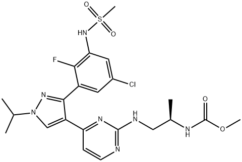 methyl N-[(2R)-1-({4-[3-(5-chloro-2-fluoro-3-methanesulfonamidophenyl)-1-(propan-2-yl)-1H-pyrazol-4-yl]pyrimidin-2-yl}amino)propan-2-yl]carbamate