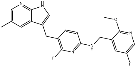 6-FLUORO-N-((5-FLUORO-2-METHOXYPYRIDIN-3-YL)METHYL)-5-((5-METHYL-1H-PYRROLO[2,3-B]PYRIDIN-3-YL)METHYL)PYRIDIN-2-AMINE