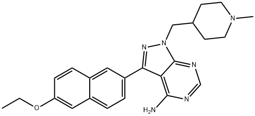 3-(6-乙氧基萘-2-基)-1-((1-甲基哌啶-4-基)甲基)-1H-吡唑并[3,4-d]嘧啶-4-胺