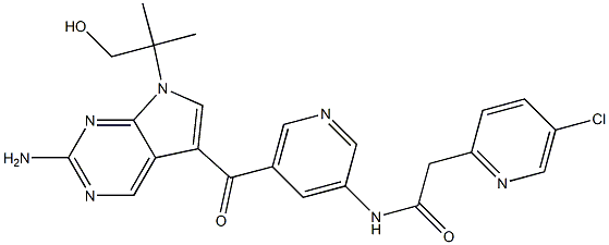 N-[5-[2-AMINO-7-(1-HYDROXY-2-METHYLPROPAN-2-YL)PYRROLO[2,3-D]PYRIMIDINE-5-CARBONYL]PYRIDIN-3-YL]-2-(5-CHLOROPYRIDIN-2-YL)ACETAMI