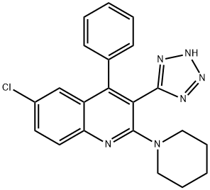 Quinoline, 6-chloro-4-phenyl-2-(1-piperidinyl)-3-(2H-tetrazol-5-yl)-