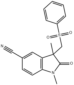 1, 3-dimethyl-2-oxo-3-((phenylsulfonyl)methyl)indoline-5-carbonitrile