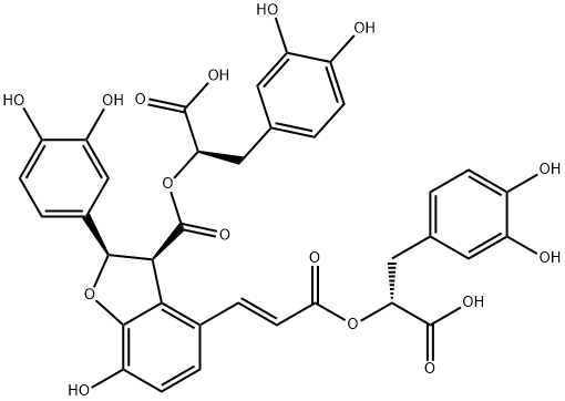 3-Benzofurancarboxylic acid, 4-[(1E)-3-[(1R)-1-carboxy-2-(3,4-dihydroxyphenyl)ethoxy]-3-oxo-1-propen-1-yl]-2-(3,4-dihydroxyphenyl)-2,3-dihydro-7-hydroxy-, 3-[(1R)-1-carboxy-2-(3,4-dihydroxyphenyl)ethyl] ester, (2R,3S)-