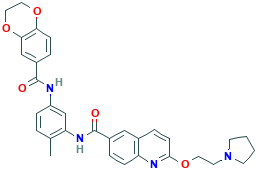 N-[5-(2,3-dihydro-1,4-benzodioxine-6-carbonylamino)-2-methylphenyl]-2-(2-pyrrolidin-1-ylethoxy)quinoline-6-carboxamide