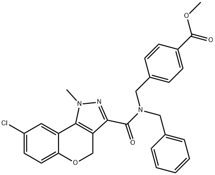 Benzoic acid, 4-[[[(8-chloro-1,4-dihydro-1-methyl[1]benzopyrano[4,3-c]pyrazol-3-yl)carbonyl](phenylmethyl)amino]methyl]-, methyl ester