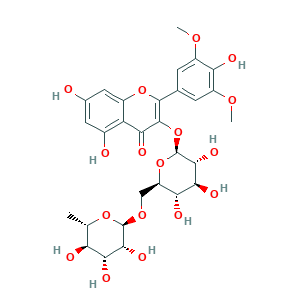 4H-1-Benzopyran-4-one, 3-[[6-O-(6-deoxy-α-L-mannopyranosyl)-β-D-glucopyranosyl]oxy]-5,7-dihydroxy-2-(4-hydroxy-3,5-dimethoxyphenyl)-