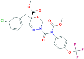 Indeno1,2-e1,3,4oxadiazine-4a(3H)-carboxylic acid, 7-chloro-2,5-dihydro-2-(methoxycarbonyl)4-(trifluoromethoxy)phenylaminocarbonyl-, methyl ester, (4aR)-