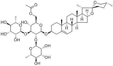 β-D-Glucopyranoside, (3β,25R)-spirost-5-en-3-yl O-6-deoxy-α-L-mannopyranosyl-(1→2)-O-[6-deoxy-α-L-mannopyranosyl-(1→3)]-, 6-acetate