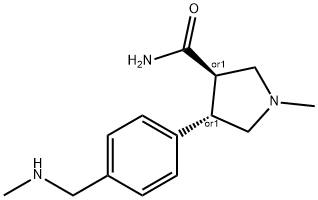 3-Pyrrolidinecarboxamide, 1-methyl-4-[4-[(methylamino)methyl]phenyl]-, (3R,4S)-rel-