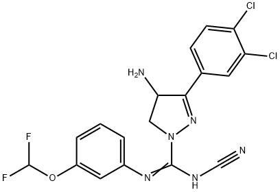 (E)-4-amino-N-cyano-3-(3,4-dichlorophenyl)-N'-(3-(difluoromethoxy)phenyl)-4,5-dihydro-1H-pyrazole-1-carboximidamide