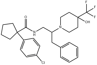 1-(4-chlorophenyl)-N-(2-(4-hydroxy-4-(trifluoromethyl)piperidin-1-yl)-3-phenylpropyl)cyclopentanecarboxamide