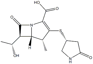 ( )-(4R,5S,6S)-6-((1R)-1-Hydroxyethyl)-4-methyl-7-oxo-3-(((3R)-5-oxopyrrolidin-3-yl)sulfanyl)-1-azabicyclo(3.2.0)hept-2-ene-2-carboxylic acid