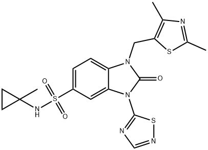 1H-Benzimidazole-5-sulfonamide, 1-[(2,4-dimethyl-5-thiazolyl)methyl]-2,3-dihydro-N-(1-methylcyclopropyl)-2-oxo-3-(1,2,4-thiadiazol-5-yl)-