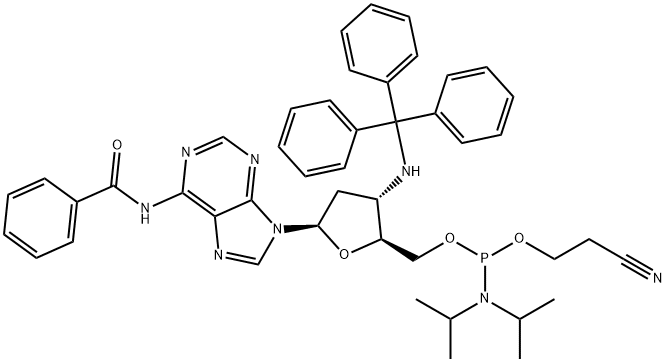 Adenosine, N-benzoyl-2',3'-dideoxy-3'-[(triphenylmethyl)amino]-, 5'-[2-cyanoethyl N,N-bis(1-methylethyl)phosphoramidite]