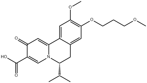 2H-Benzo[a]quinolizine-3-carboxylic acid, 6,7-dihydro-10-methoxy-9-(3-methoxypropoxy)-6-(1-methylethyl)-2-oxo-, (6R)-