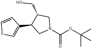 rac-tert-butyl (3R,4S)-3-(hydroxymethyl)-4-(thiophen-3-yl)pyrrolidine-1-carboxylate, trans