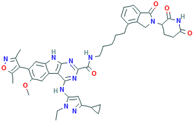 4-((3-环丙基-1-乙基-1H-吡唑-5-基)氨基)-7-(3,5-二甲基异唑-4-基)-N-(5-(2-(2,6- 二氧代哌啶-3-基)-1-氧代异吲哚啉-4-基)戊基)-6-甲氧基-9H-嘧啶并[4,5-b]吲哚-2-甲酰胺
