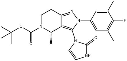 5H-Pyrazolo[4,3-c]pyridine-5-carboxylic acid, 3-(2,3-dihydro-2-oxo-1H-imidazol-1-yl)-2-(4-fluoro-3,5-dimethylphenyl)-2,4,6,7-tetrahydro-4-methyl-, 1,1-dimethylethyl ester, (4S)-