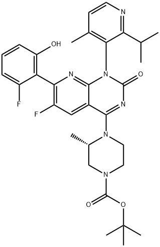 (3S)-叔丁基4-(6-氟-7-(2-氟-6-羟基苯基)-1-(2-异丙基-4-甲基吡啶-3-基)-2-氧代-1,2-二氢吡啶[2,3-d]嘧啶-4-基)-3-甲基哌嗪-1-羧酸盐