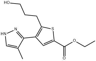 2-Thiophenecarboxylic acid, 5-(3-hydroxypropyl)-4-(4-methyl-1H-pyrazol-3-yl)-, ethyl ester