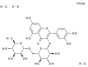 3-[[6-O-(6-Deoxy-alpha-L-mannopyranosyl)-beta-D-glucopyranosyl]oxy]-2-(3,4-dihydroxyphenyl)-5,7-dihydroxy-4H-1-benzopyran-4-one trihydrate