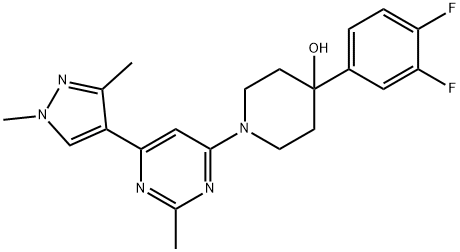 4-(3,4-difluorophenyl)-1-(6-(1,3-dimethyl-1H-pyrazol-4-yl)-2-methylpyrimidin-4-yl)piperidin-4-ol