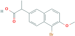 (±)-5-bromo-6-methoxy-alpha-methylnaphthalene-2-acetic acid