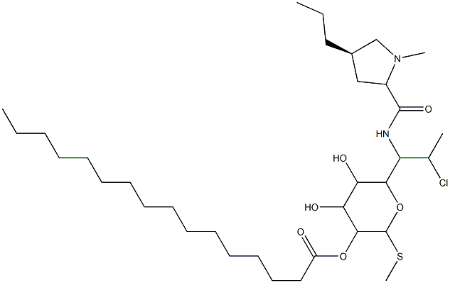 methyl (2S-trans)-7-chloro-6,7,8-trideoxy-6-[[(1-methyl-4-propyl-2-pyrrolidinyl)carbonyl]amino]-1-thio-L-threo-alpha-D-galacto-octopyranoside, monopalmitate (ester)