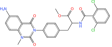 (2S)-3-[4-(6-amino-1-methyl-2,4-dioxo-3-quinazolinyl)phenyl]-2-[[(2,6-dichlorophenyl)-oxomethyl]amino]propanoic acid methyl ester