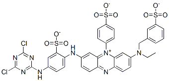 dihydrogen 3-[[4-[(4,6-dichloro-1,3,5-triazin-2-yl)amino]-2-sulphonatophenyl]amino]-7-[ethyl[(3-sulphonatophenyl)methyl]amino]-5-(4-sulphonatophenyl)phenazinium