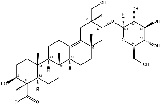 21-O-β-D-glucopyranosyl-3β,21α,30-trihydroxyolean-13(18)-en-24-oic acid