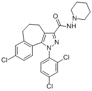 N-PIPERIDINYL-[8-CHLORO-1-(2,4-DICHLOROPHENYL)-1,4,5,6-TETRAHYDROBENZO-[6,7]CYCLOHEPTAL[1,2-C]PYRAZOLE-3-CARBOXAMIDE