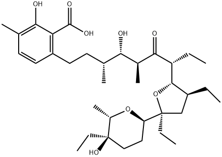 6-[(3R,4S,5S,7R)-7-[(2S,3S,5S)-3,5-DIETHYL-5-[(2R,5R)-TETRAHYDRO-5-ETHYL-5-HYDROXY-6伪-METHYL-2H-PYRAN-2-YL]TETRAHYDROFURAN-2-YL]-4-HYDROXY-3,5-DIMETHYL-6-OXONONYL]-2-HYDROXY-3-METHYLBENZOIC ACID