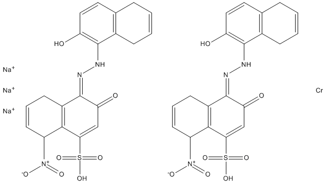 trisodium bis[3-(hydroxy-kappaO)-4-{(Z)-[2-(hydroxy-kappaO)-5,8-dihydronaphthalen-1-yl]diazenyl}-8-nitro-5,8-dihydronaphthalene-1-sulfonato(2-)]chromate(3-)