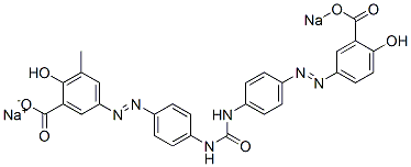 Benzoic acid, 5-[[4-[[[[4-[(3-carboxy-4- hydroxyphenyl)azo]phenyl]amino]carbonyl]amino]phenyl ]azo]-2-hydroxy-3-methyl-, disodium salt