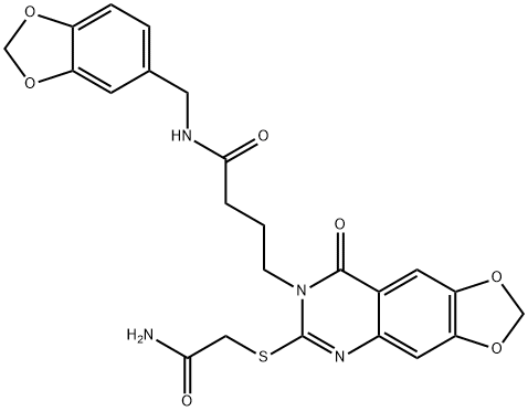 1,3-Dioxolo[4,5-g]quinazoline-7(8H)-butanamide, 6-[(2-amino-2-oxoethyl)thio]-N-(1,3-benzodioxol-5-ylmethyl)-8-oxo-