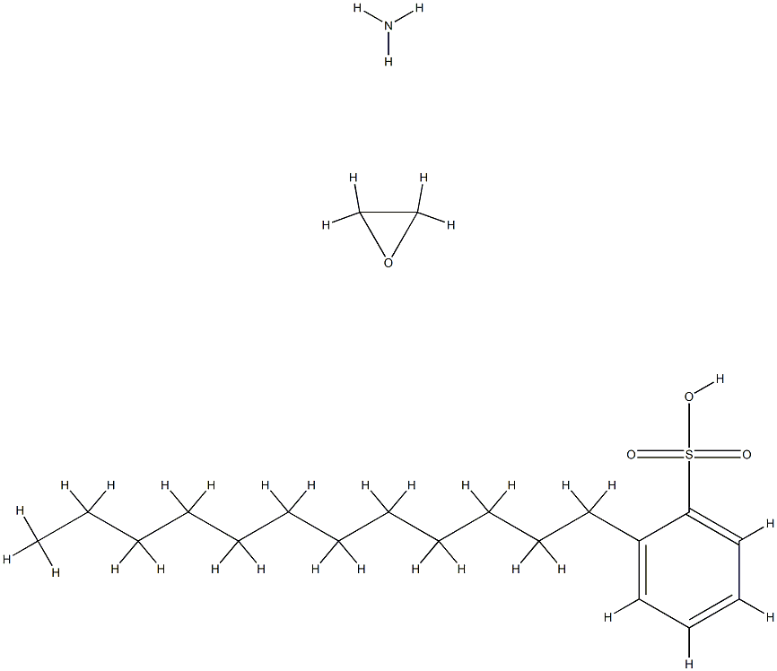 Benzenesulfonic acid, dodecyl-, compds. with ammonia-ethylene oxide reaction products distn. residues